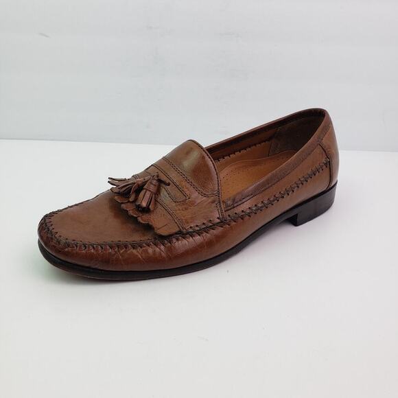 Bostonian Mens Size 11 Brown Leather Slip On Formal Tassel Loafer Shoes main image 6